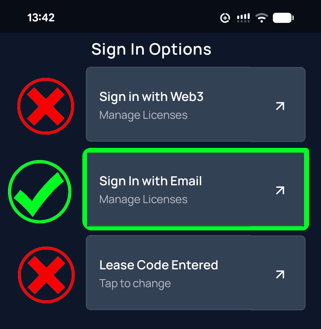 Sign-in options